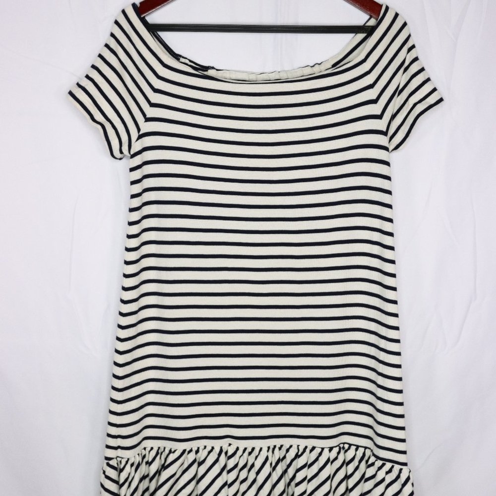 Hatch Maternity Dress Size 2 Scoop Neck Stripe Ruffle Short Sleeve